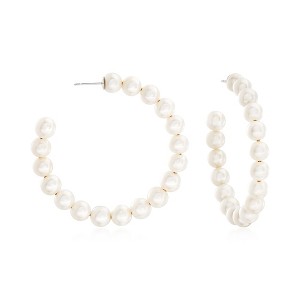 Ross-Simons 6-7mm Cultured Pearl Hoop Earrings in Sterling Silver - 1 of 4