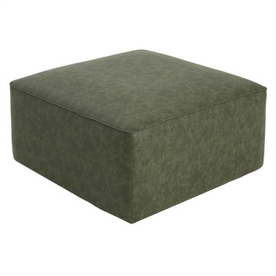 OUTSUPPLY PU Leather Storage Ottoman, Modern Square Footrest, Versatile Coffee Table, Extra Seating for Living Room