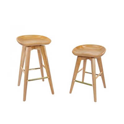 Natural Finish 29" Bali Swivel Wood and Metal Barstool