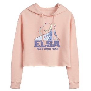 Women's - Frozen 2 - Elsa Face Your Fear Cropped Graphic Hoodie - 1 of 3