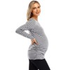 Coolmee Maternity Shirt Long Sleeve Basic Top Ruch Sides Bodycon Tshirt for Pregnant Women with Button - 3 of 4