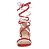 Allegra K Women's Faux Suede Open Toe Color Block Heel Lace Up Sandals - 2 of 4