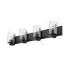 Beckett 4-Light Vanity Light - Dimmable Steel Fixture with Clear Seedy Glass Shades - 3 of 4