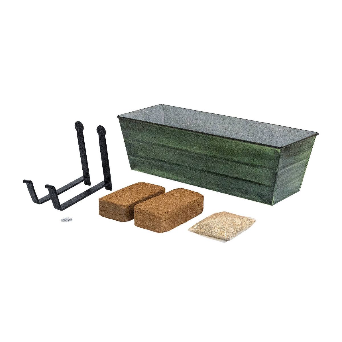 ACHLA Designs Medium Rectangular Galvanized Steel Outdoor Planter Box with Mounting Bracket - thumbnail 10