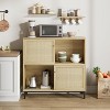 Jojoka Coffee Bar Cabinet,Wood Sideboard Cabinet with Sliding Door,Buffet Cabinet with 4 Storage,Brown - 3 of 4