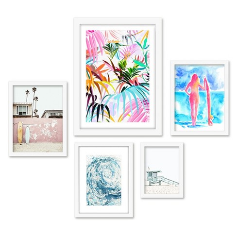 Americanflat 5 Piece White Framed Gallery Wall Art Set - Colorful ...