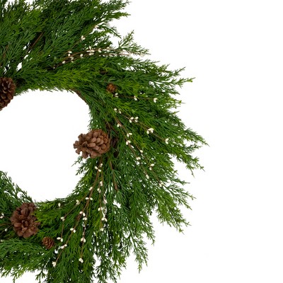 22" Pine Cone and Grapevine Christmas Wreath