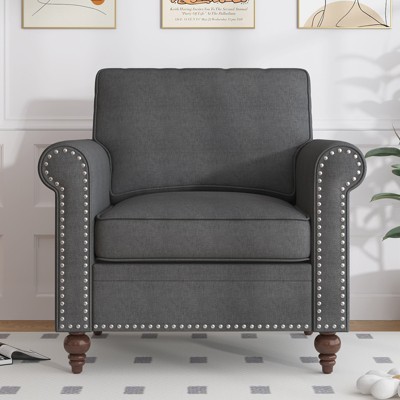 Mjkone Single Sofa Chair for Living Room, Mid Century Modern Couch with Solid Wood Frame and 4 Gourd Shapes Legs for Home/Office/Apartment