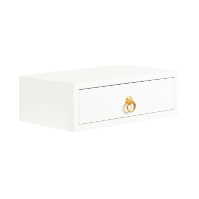 Kate and Laurel Decklyn Rectangle MDF Floating Side Table, 18x12x6, White and Gold