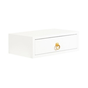 Kate and Laurel Decklyn Rectangle MDF Floating Side Table, 18x12x6, White and Gold - 1 of 4