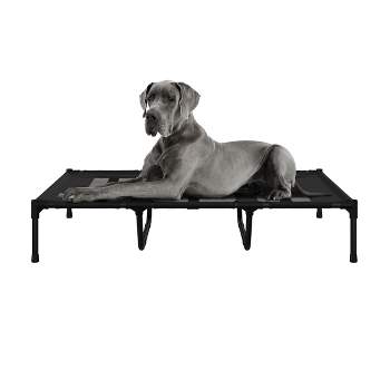 Elevated Dog Bed - 48x36-Inch Portable Pet Bed with Non-Slip Feet - Indoor/Outdoor Dog Cot or Puppy Bed for Pets up to 110lbs by PETMAKER (Black)