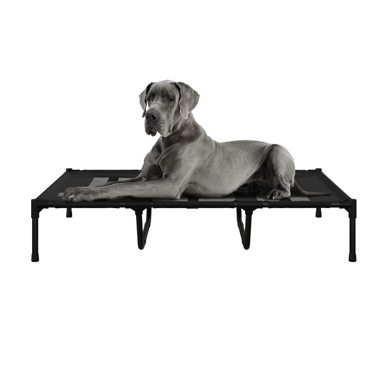 Elevated Dog Bed - 48x36-Inch Portable Pet Bed with Non-Slip Feet - Indoor/Outdoor Dog Cot or Puppy Bed for Pets up to 110lbs by PETMAKER (Black), 1 of 11