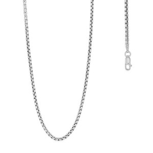 Links of Italy Sterling Silver 2.6mm Round Box Chain - Rhodium Plated - Available Sizes: 8  , 16  , 18  , 20  , 22  , 24  , 30  Inches - 1 of 2