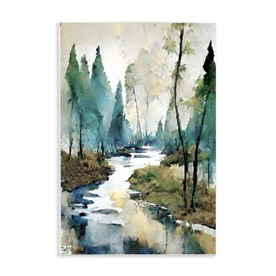 Stupell Industries Watercolor Creek Landscape, 13" x 19"
