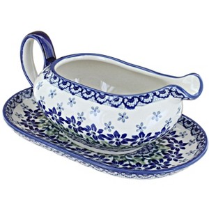 Blue Rose Polish Pottery S119 Manufaktura Gravy Boat & Plate - 1 of 1