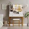 Vanity Desk with Mirror, Modern Dressing Table and Stool with Charging Station, 3 Adjustable Lighting Mode Makeup Vanity - 2 of 4