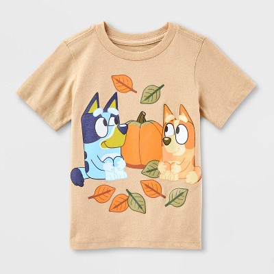 Toddler Bluey Short Sleeve Bingo Fall Pumpkin Halloween T-Shirt - Tan