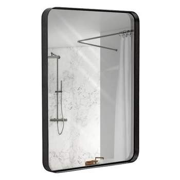 Hamilton Hills 22x30 inch Metal Frame Mirror for Bathroom with 2" Deep Set Design, Black