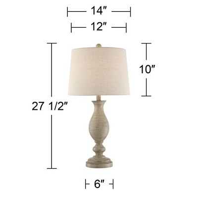 Serena Country Cottage Beige Faux Wood Table Lamps Set with Oatmeal Shade