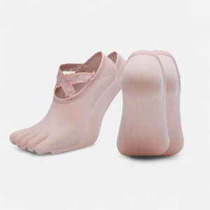 Anna-Kaci Women's 2-Pack Toe Grip Ballet Socks with Crisscross Elastic Bands and Soft Stretch Knit for Pilates or Barre - 1 of 1