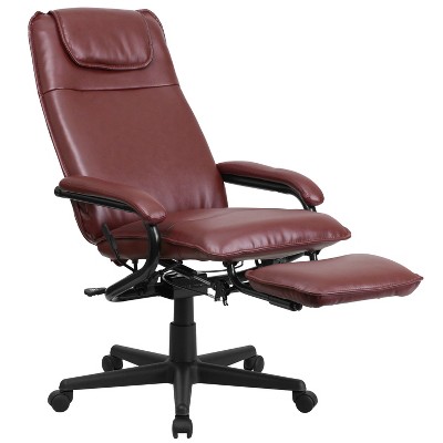 Burgundy High-Back LeatherSoft Swivel Executive Chair with Footrest