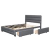NicBex Queen Platform Bed Modern Wooden Bed Frame with Twin Size Trundle, Upholstered Headboard and Drawers for Bedroom, No Box Spring Required - 4 of 4