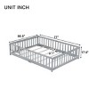 Full Size Wooden Floor Toddlers Bed with Fence and Door, Rubber Wood Montessori Platform Bed for Kids Room-Baofuwish - 4 of 4