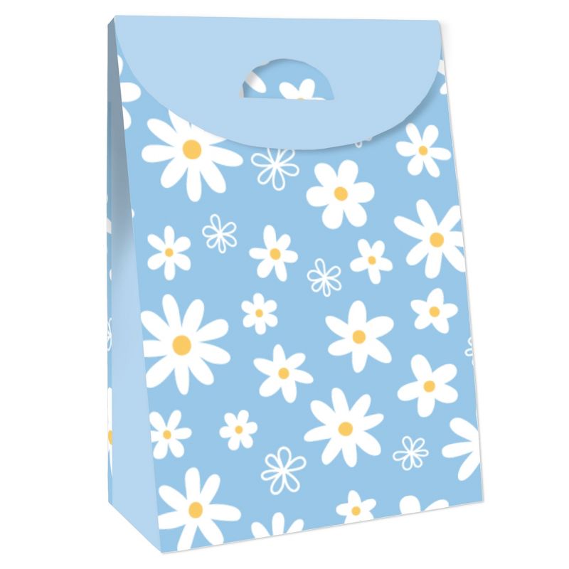 Big Dot of Happiness Blue Daisy Flowers - Floral Gift Favor Bags - Party Goodie Boxes - Set of 12, 3 of 9