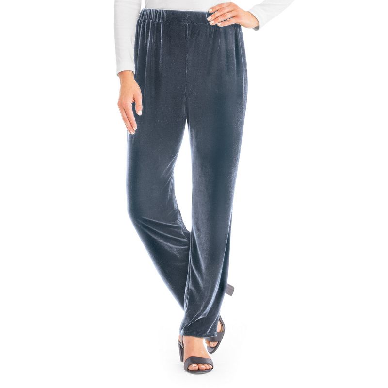 Collections Etc Comfy Velvet Pull-On Elasticized Waist Pants, 2 of 5