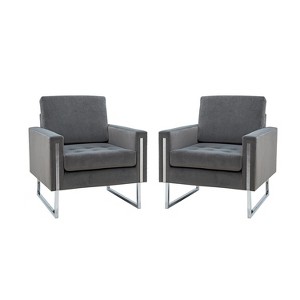 Set of 2 Idmon Contemporary Tufted Wooden Upholstered Club Chair with Metal Legs for Bedroom and Living Room Club Chair| ART OF LIVING DESIGNS - 1 of 4