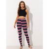 INSPIRE CHIC Women's Printed Stripe High Waist Elastic Waistband Yoga Stirrup Pants - 3 of 4