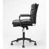 Vynxaria Black Leather Office Chair Mid Back Leather Desk Chair Modern Excutive Office Chair with Arms and Wheels for Home Office - 2 of 4