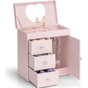 Musical Jewelry Box Girls, with Ballerina for Birthday Bedroom Decor, 4 Layer Girl Jewelry Gifts - 1 of 4