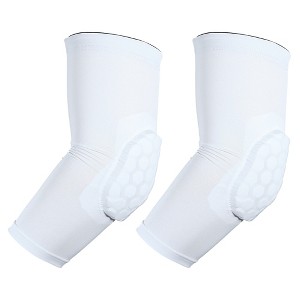 Unique Bargains 2pcs Elbow Brace Support Sleeve Elbow Pad Sleeve for Women Men White XL Size - 1 of 3