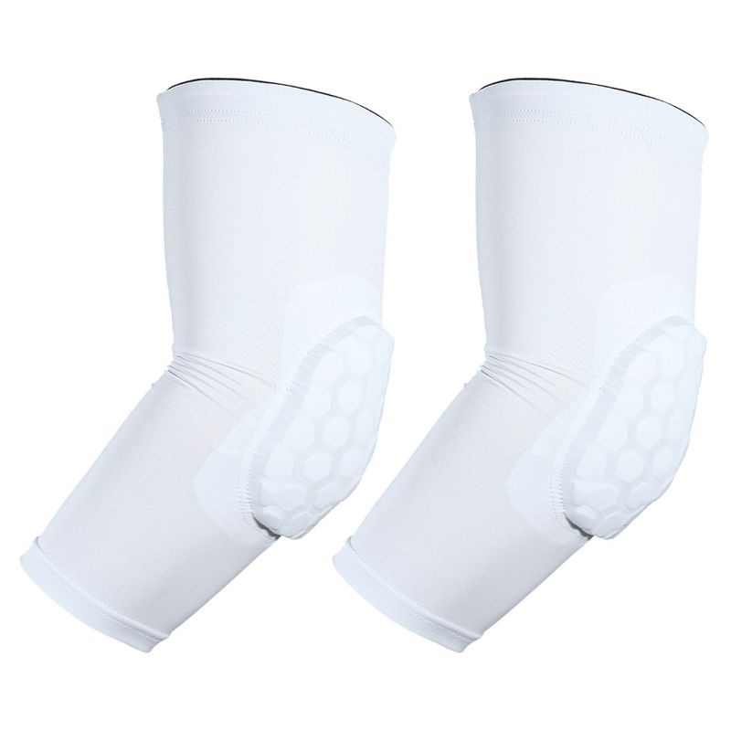 Unique Bargains 2pcs Elbow Brace Support Sleeve Elbow Pad Sleeve for Women Men White M Size, 1 of 4