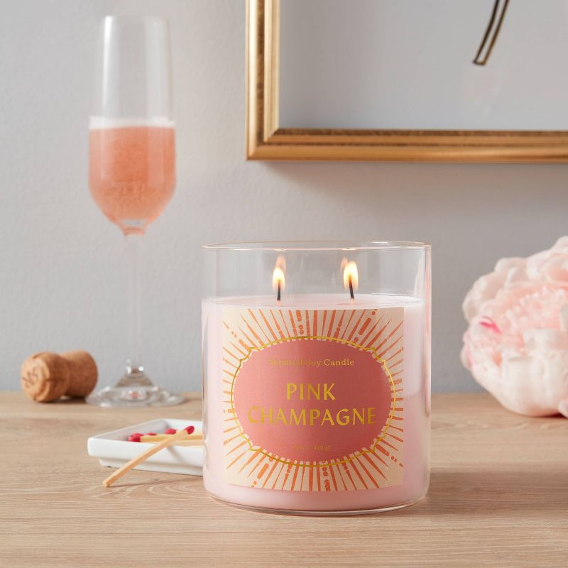 15.1oz Lidded Glass Jar 2-Wick Candle Pink Champagne - Opalhouse&#8482;, 3 of 5