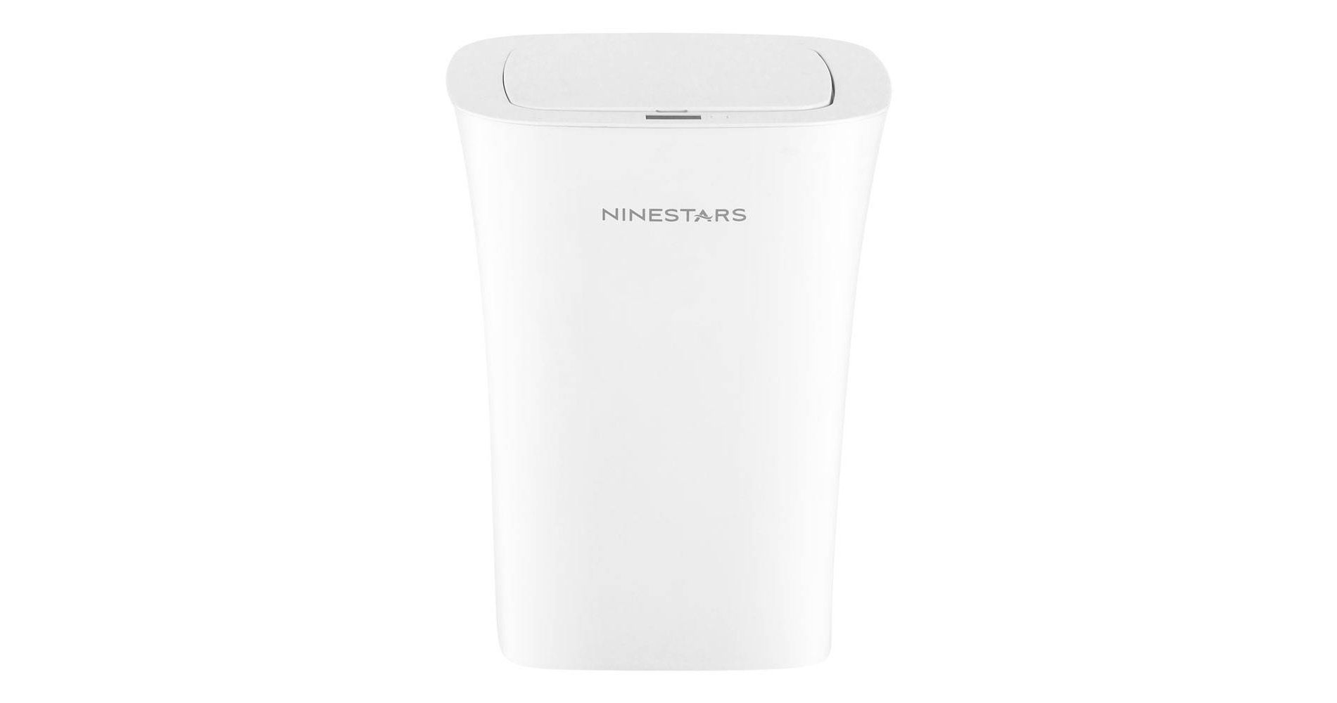 Nine Stars 10L/2.6gal Motion Sensor & Water Resistant Trash Can White: Bathroom Trash Can with Lid, Smell Resistant