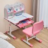 VEVOR Kids Study Chair and Desk Set, Study Desk and Chair for Kids with Bookshelf and Storage Drawer, Adjustable Height Kids Study Desk, Pink - 2 of 4