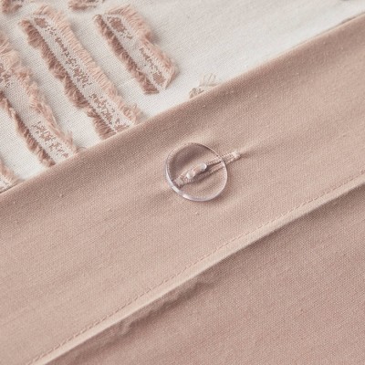 Blush Cotton Jacquard Geometric Full/Queen Duvet Cover Set