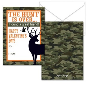 Paper Frenzy Hunting Themed Valentines - 25 pack WITH ENVELOPES - 1 of 1