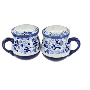 Blue Rose Polish Pottery S138 Manufaktura Salt & Pepper Shakers with Handles - 1 of 1