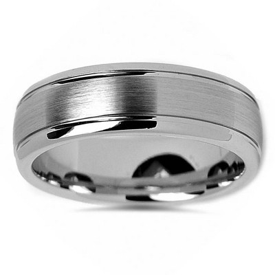 Pompeii3 7mm Brushed Mens Wedding Band 14K White Gold