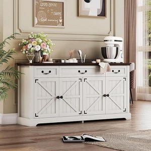 Vipbear 65 "Large buffet storage cabinet, farmhouse kitchen cutlery cabinet buffet, 3 drawers and 4 doors, living room storage cabinet - 1 of 4