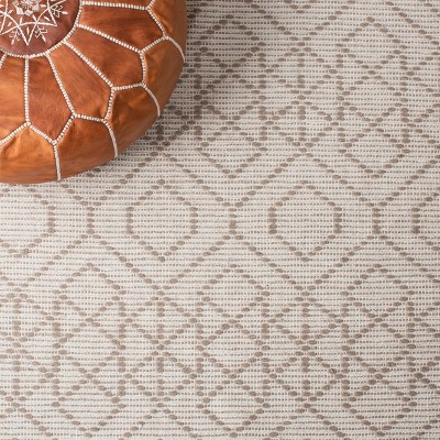 Handmade Brown and Beige Cotton Flat Woven Rug 5' x 8'