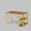 INFURNIC Desks Morello Writing Desk with Gold Metal Frame and 2 Shelves for Stylish Home Office Storage, Black, 25"*47"*28" - 2 of 4