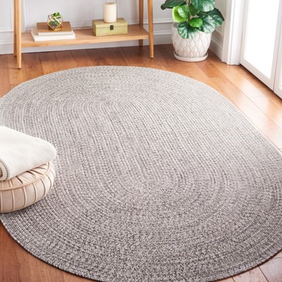 Reversible Handwoven Gray Synthetic Oval Rug 4' x 6'