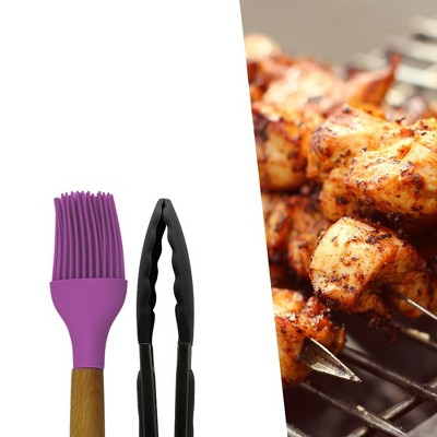 Cheer Collection 12 Piece Multicolor Silicone Spatula Set with Wooden Handles