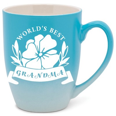 Elanze Designs World'S Best Grandma Two Toned Ombre Matte Pale Blue and White 12 ounce Ceramic Stoneware Coffee Cup Mug
