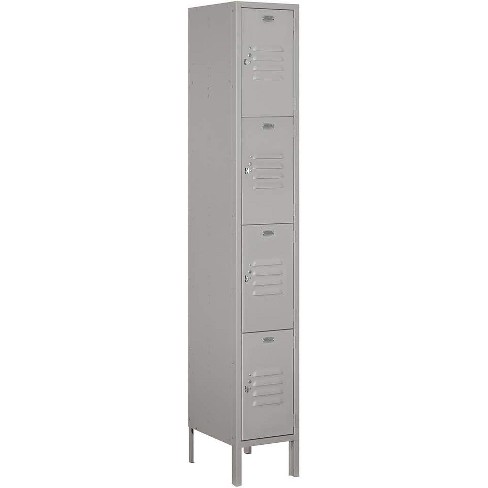 Salsbury Industries 64165GY-A 12" Four Tier Standard, 1 Wide x 6 Feet High x 15 Inches Deep, Assembled Metal Locker, Gray - image 1 of 2