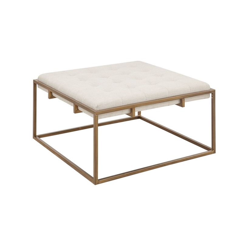 Square Padma Button Tufted Upholstered Metal Base Ottoman Ivory - Madison Park, 3 of 7
